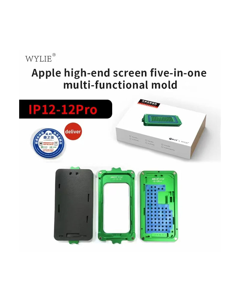 Encuentra el Molde OCA laminado 5 en 1 para iPhone 12 Pro Max en Guatemala, ideal para reparaciones en talleres de reparación de celulares al por mayor.