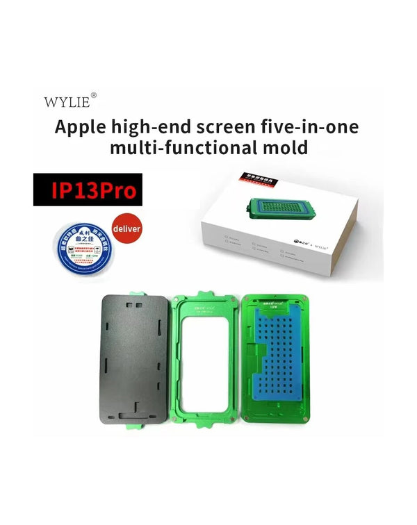 Encuentra el molde Wylie OCA laminación 5 en 1 para iPhone 13 y 13 Pro en Guatemala en nuestro mayorista de componentes con servicio de reparaciones especializado en iPhone.