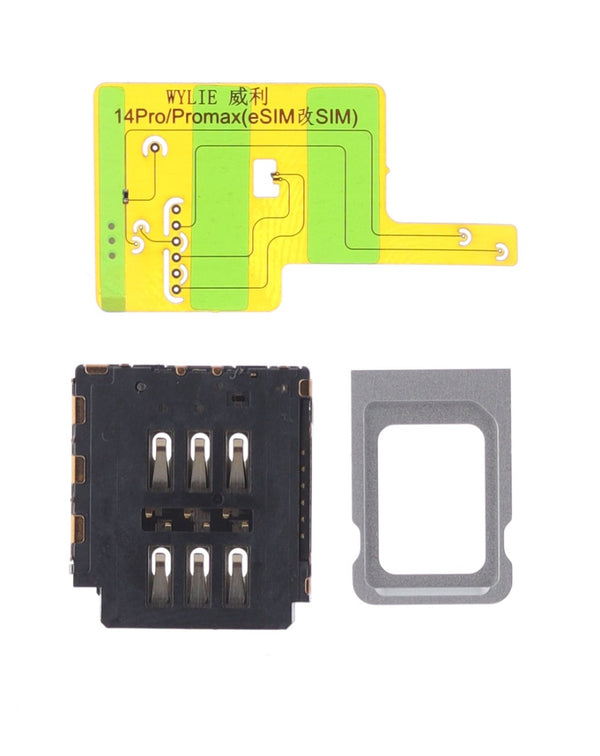 Kit de herramientas Wylie para convertir eSIM a Dual SIM en iPhone 14 Pro / 14 Pro Max con soldadura micro en Guatemala.