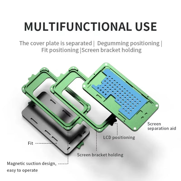 Encuentra el molde 5 en 1 de laminado OCA Wylie para iPhone 15 Plus / 15 Pro Max en Guatemala.