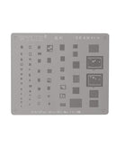 Reparación de iPhone 14 con stencil Wylie BGA plateado en talleres especializados en Guatemala.