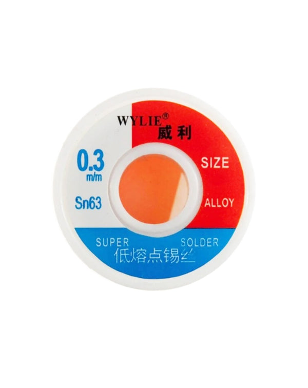 Compra soldadura de alta calidad marca Wylie 0.3 (50g) en Guatemala a precios bajos en nuestro mayorista.