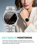Smartwatch GloryFitPro plateado, pantalla AMOLED 1.32", elegante accesorio reloj inteligente con funciones de fitness.