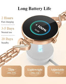 Smartwatch DaFit dorado para mujer, pantalla AMOLED, correa de malla metálica, elegante accesorio wearable.