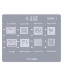 Kit de reballing CPU BGA XinZhiZao iPhone 6 a 15 PM, ideal para reparaciones y mantenimiento de iPhones en Guatemala.
