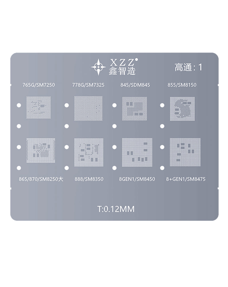 Kit de reballing CPU BGA XinZhiZao iPhone 6 a 15 PM, ideal para reparaciones y mantenimiento de iPhones en Guatemala.