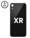 Tapa trasera de repuesto para iPhone XR en color negro con orificio de cámara más grande, ideal para reparaciones en Guatemala.