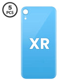 Tapa trasera azul para iPhone XR en pack de 5, ideal para reparaciones o talleres en Guatemala.