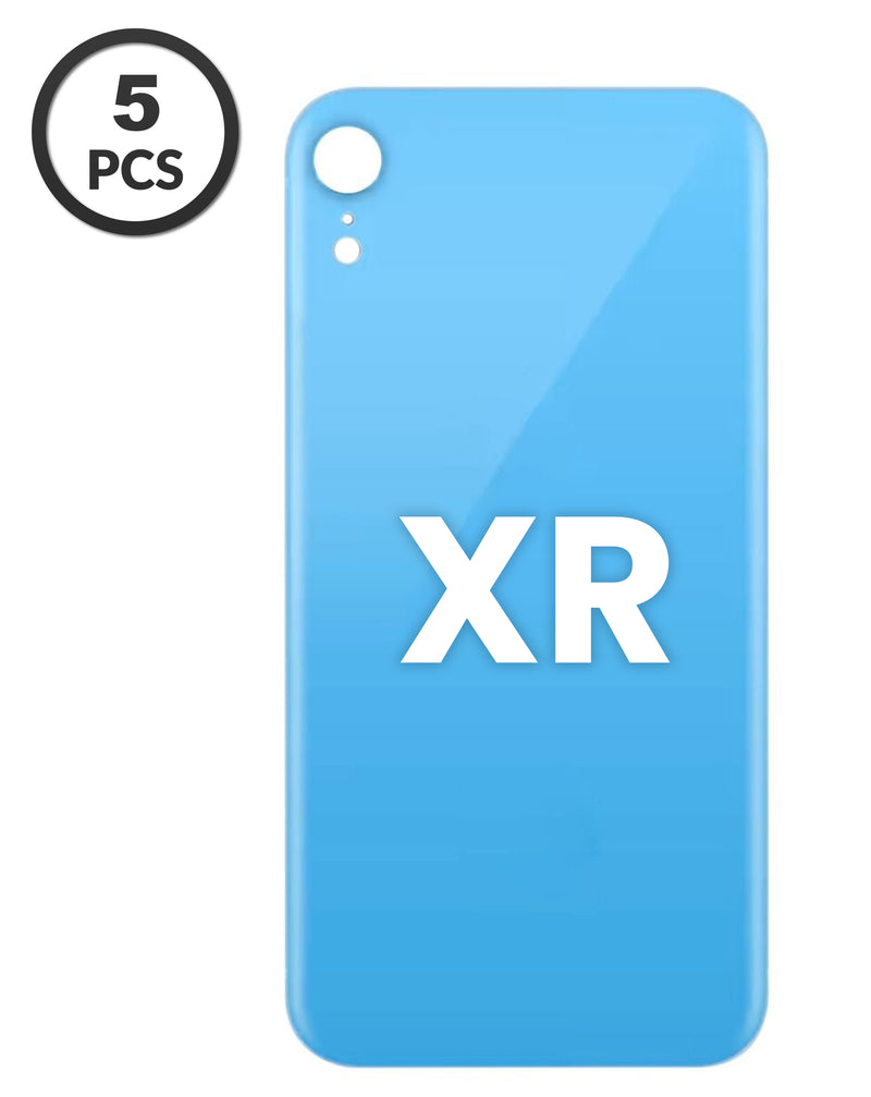 Tapa trasera azul para iPhone XR en pack de 5, ideal para reparaciones o talleres en Guatemala.