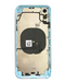 Encuentra tapas traseras con componentes preinstalados para iPhone XR en Guatemala, ideales para reparaciones, en color azul sin logo.