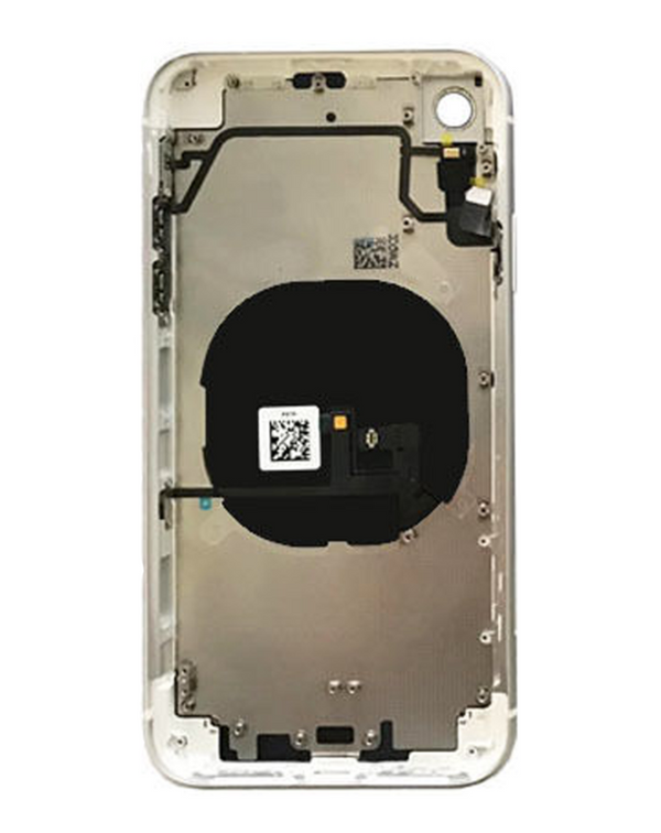 Pieza de repuesto para iPhone XR en Guatemala con tapa trasera blanca y componentes preinstalados, ideal para reparaciones.