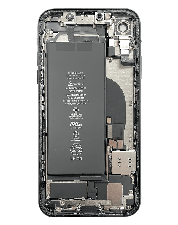 Tapa trasera con componentes preinstalados para iPhone XR en Guatemala, ideal para reparaciones y cambios de piezas de manera rápida y sencilla.