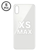 Tapa trasera de iPhone XS Max en color plateado con orificio para cámara, ideal para reparaciones en Guatemala.