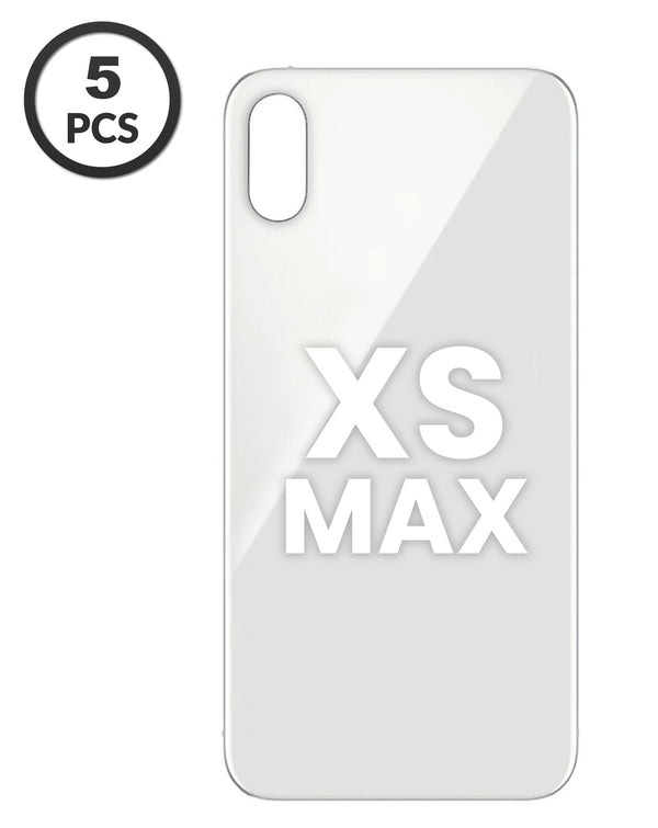 Tapa trasera de iPhone XS Max en color plateado con orificio para cámara, ideal para reparaciones en Guatemala.
