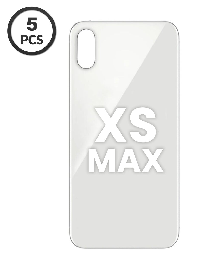 Tapa trasera de iPhone XS Max en color plateado con orificio para cámara, ideal para reparaciones en Guatemala.
