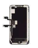 Reparación de pantalla original iPhone XS Max en Guatemala con etiqueta OLED y piezas originales.