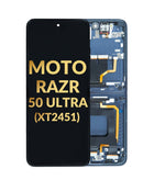 Encuentra la pantalla OLED con marco para Motorola Moto Razr 50 Ultra en Guatemala, ideal para reparaciones en talleres especializados.
