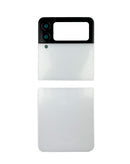 Tapa trasera Samsung Galaxy Z Flip 3 F711 (Set de 2 piezas) en color blanco sin logo disponible para reparaciones en Guatemala.