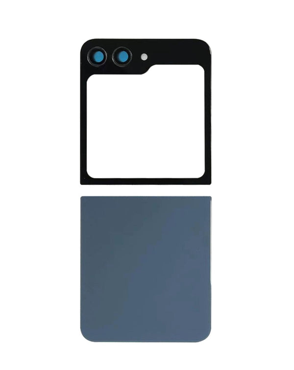 Tapa trasera de Samsung Galaxy Z Flip 5 F731 en color azul, ideal para reparaciones en Guatemala.