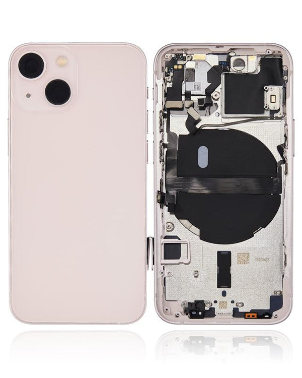 Tapa trasera para iPhone 13 Mini con componentes pequenos pre-instalados (Version internacional, Rosa)