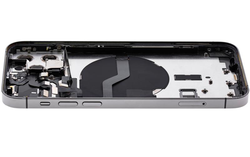 Tapa trasera para iPhone 12 Pro con componentes pequenos pre-instalados (Version EE.UU.) (Usada original grado C) (Grafito)
