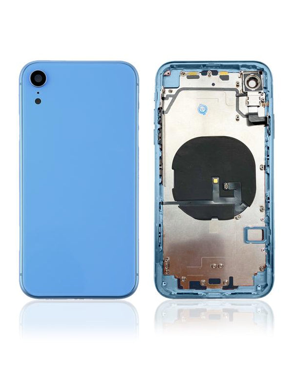 Tapa trasera con componentes pequeños pre-instalados para iPhone XR (Sin logo) Azul