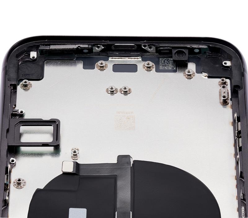 Tapa trasera para iPhone 11 con componentes pequenos pre-instalados (Negro)
