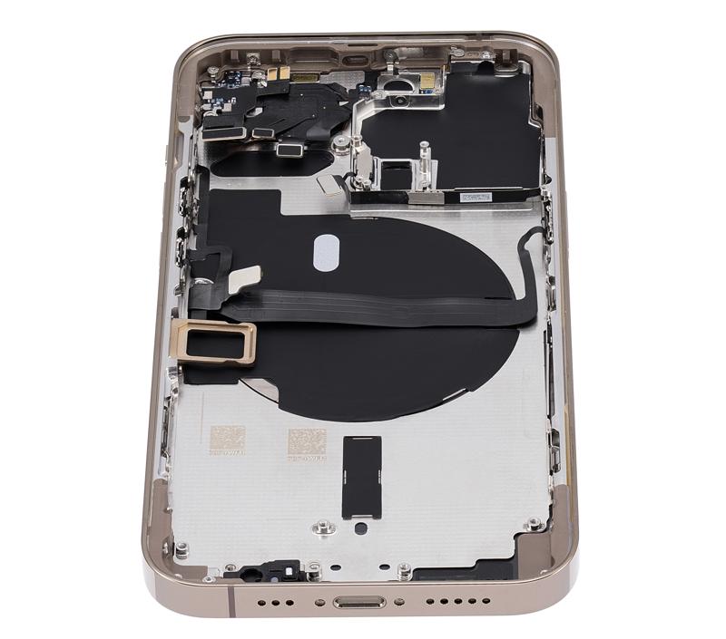 Tapa trasera para iPhone 13 Pro con componentes pequenos pre-instalados (Version US) Sin logo (Dorado)