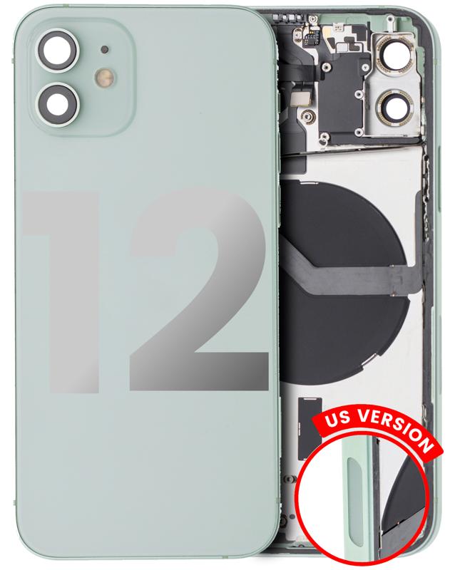 Tapa trasera con componentes pequenos pre-instalados para iPhone 12 (Version EE.UU.) (Original Usada Calidad C) (Verde)