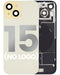 Tapa trasera con placa de acero, NFC para carga inalambrica, iman MagSafe y flex de linterna para iPhone 15 (Amarillo)