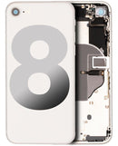 Tapa trasera con componentes pequenos pre-instalados para iPhone 8 (Usada, original, Grado C) (Plata)