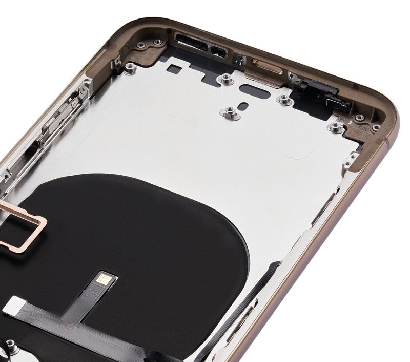Tapa trasera para iPhone XS con componentes pequenos pre-instalados (Dorado)