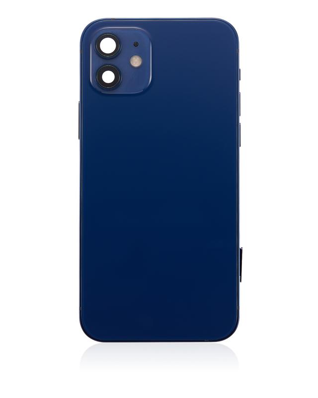 Tapa trasera con componentes pequenos pre-instalados para iPhone 12 (Version US) (Sin logo) (Azul)