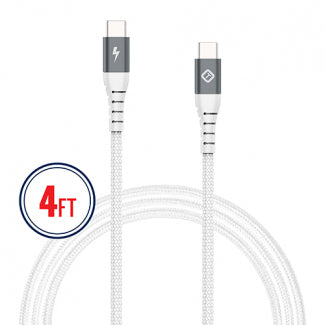 TEKYA CABLE USBC-USBC 4ft CON THUNDERBOLT 3.1 PARA TRANSFERENCIA DE DATOS 10GBPS BLANCO