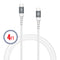 TEKYA CABLE USBC-USBC 4ft CON THUNDERBOLT 3.1 PARA TRANSFERENCIA DE DATOS 10GBPS BLANCO