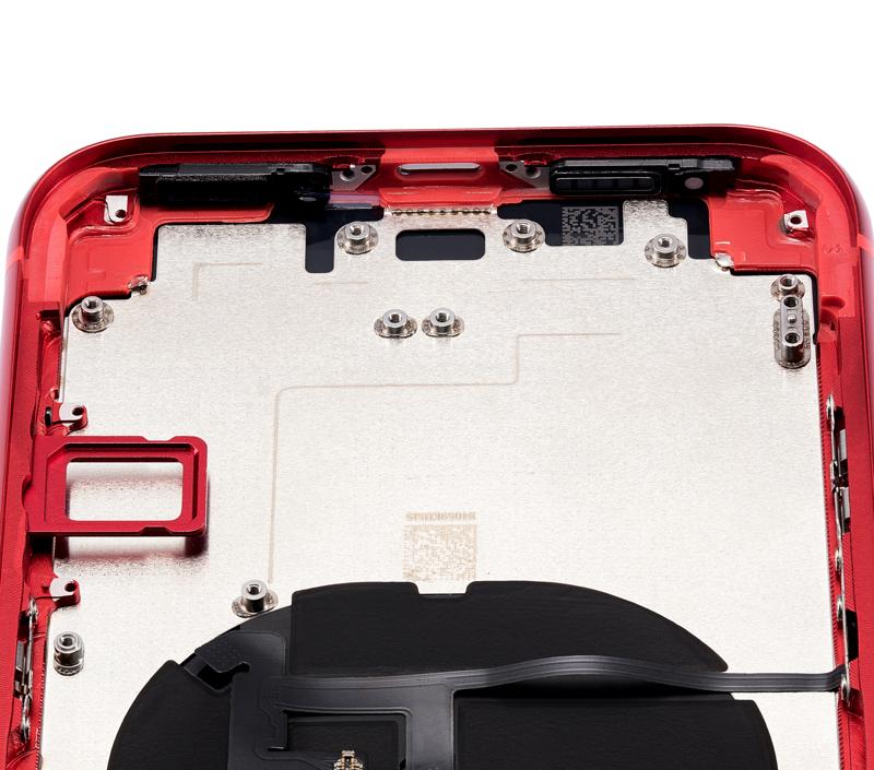 Tapa trasera para iPhone XR con componentes pequenos pre-instalados (Sin logo) (Rojo)