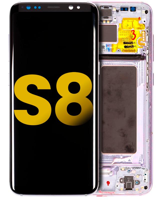 Pantalla OLED para Samsung Galaxy S8 con marco (Reacondicionada) (Gris / Violeta)