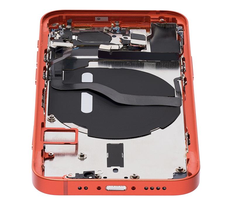 Tapa trasera para iPhone 12 Mini rojo con componentes pequeños pre-instalados