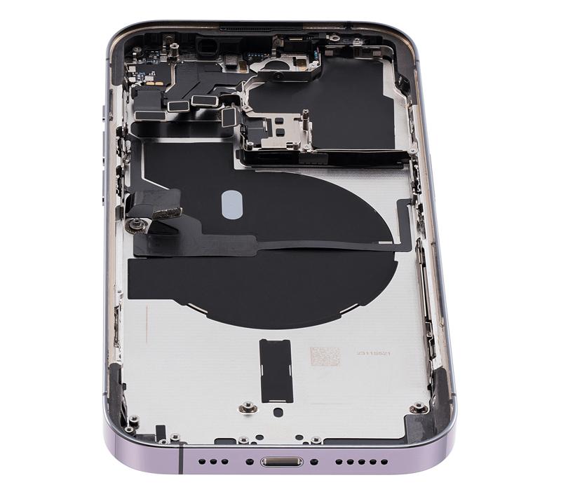 Tapa trasera para iPhone 14 Pro con componentes pequenos pre-instalados