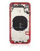 Tapa trasera para iPhone XR con componentes pequenos pre-instalados (Sin logo) (Rojo)