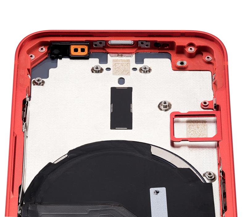 Tapa trasera con componentes pequeños pre-instalados para iPhone 12 Mini (Versión US) (Sin Logo) (Rojo)