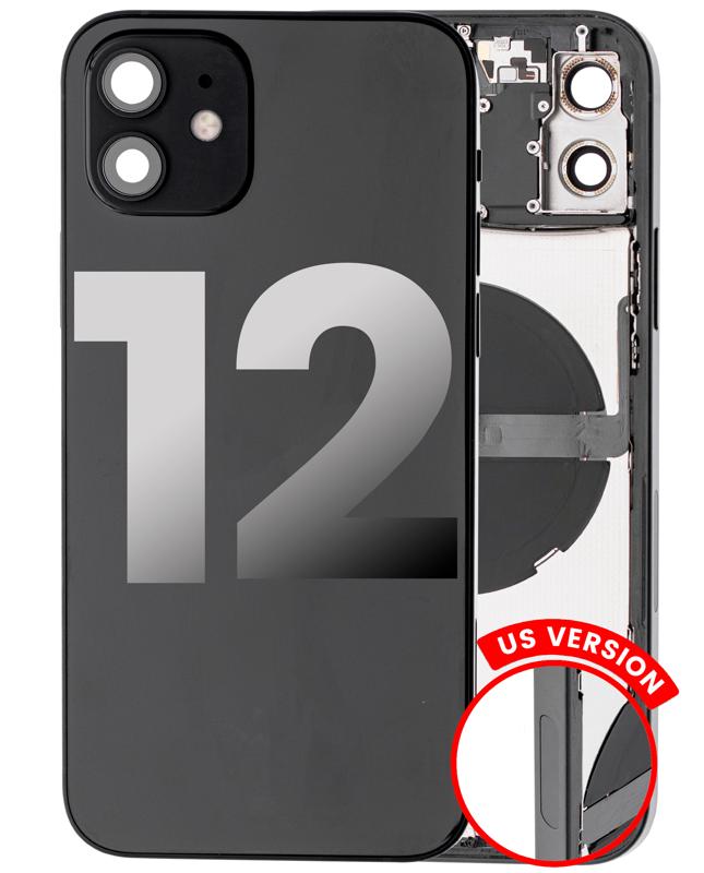 Tapa trasera con componentes pequenos pre-instalados para iPhone 12 (Version US) (Original usada: Grado C) (Negro)