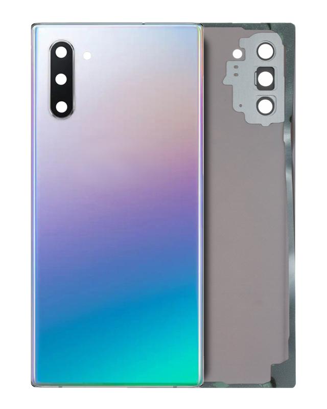 Tapa trasera con lente de camara para Samsung Galaxy Note 10 Aura Glow / Plata original