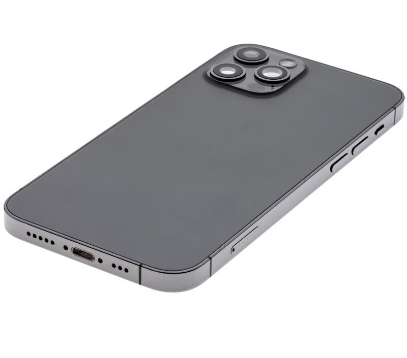 Tapa trasera para iPhone 12 Pro con componentes pequenos pre-instalados (Version EE.UU.) (Usada original grado C) (Grafito)