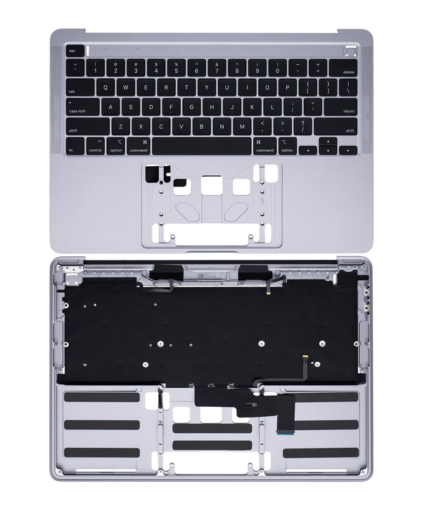 Carcaza superior de aluminio con teclado para Macbook Pro 13" con teclado instalado. Color Space Gray Modelo A2289 Late 2016 - Early 2020