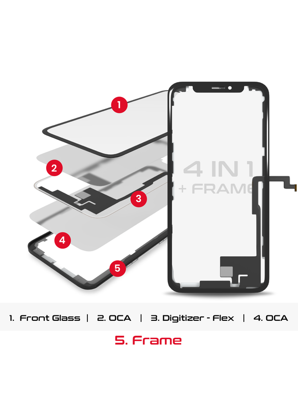 Glass 4 en 1 (Glass,OCA, Touch, marco) para iPhone XS - Marca OCA Master