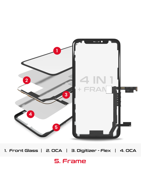 Glass con OCA -Touch y marco para iPhone XS Max - Marca OCA Master