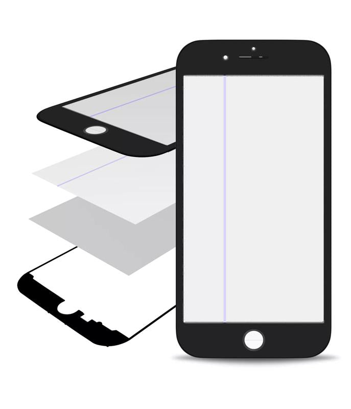 Vidrio con marco, OCA y polarizador preinstalado para iPhone 8 Plus Negro