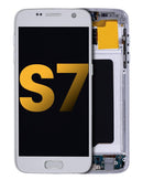 Pantalla OLED con marco para Samsung Galaxy S7 (Reacondicionada) (Titanio Plateado)