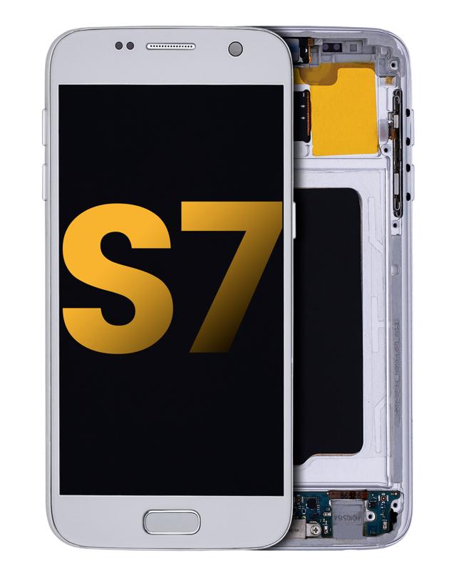 Pantalla OLED con marco para Samsung Galaxy S7 (Reacondicionada) (Titanio Plateado)